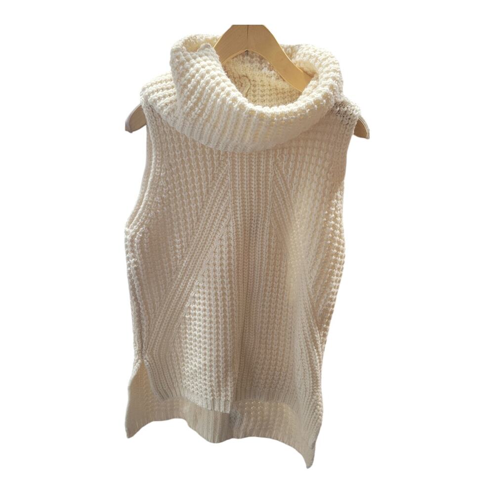 Dex Knit Sleeveless Cream Sweater High Kneck size Small‎